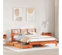 vidaXL Lit bibliothèque sans matelas cire marron 150x200 cm pin massif