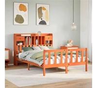 vidaXL Lit bibliothèque sans matelas cire marron 150x200 cm pin massif, lit, meuble de chambre à coucher, lit avec 3321762 Marron