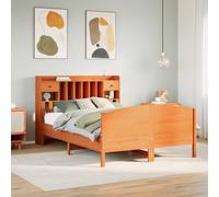 vidaXL Lit bibliothèque sans matelas cire marron 160x200 cm pin massif