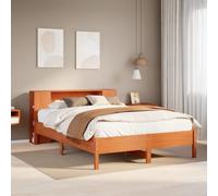 Vidaxl Lit Bibliothèque Sans Matelas Cire Marron 160x200 Cm Pin Massif Marron