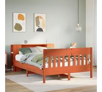 vidaXL Lit bibliothèque sans matelas cire marron 160x200 cm pin massif