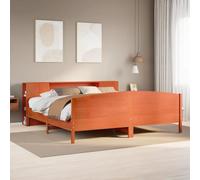 vidaXL Lit bibliothèque sans matelas cire marron 200x200 cm pin massif