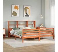 vidaXL Lit bibliothèque sans matelas cire marron 200x200cm bois massif, lit, meuble de chambre à coucher, lit avec 3321921 Marron