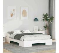 vidaXL Lit blanc 140 x 190 cm en bois de pin massif. Fini peigné, style moderne. Super solide et lisse. Avec rangement. 873035