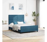 vidaXL Lit Bleu foncé 140x190 cm Velours