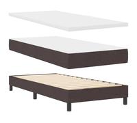 vidaXL Lit Box Ressort en Tissu et Mousse Marron foncé 100 x 200 cm, Matelas Multi-Zones Medium Doux, tête de lit fixée au Mur, revêtement Durable et Sympa, Structure en Bois, Design Moderne.