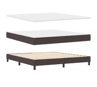 vidaXL Lit Box Spring 180 x 200 cm en Tissu Marron foncé avec Matelas en Mousse. Support Multi-Zones, Design Moderne avec Cadre en Bois d'ingénierie et tête de lit Mural. Sensation Medium Douce, Gain