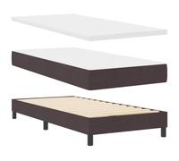 vidaXL Lit Box Spring avec Matelas 80 x 200 cm, Tête de Lit Murale en Marron Foncé, Cadre en Bois, Tissu Écologique, Matelas à Poches Multi Zones, Confort Medium.