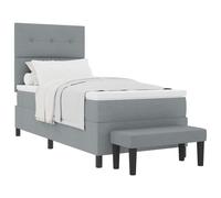 Vidaxl Lit Box Spring Avec Matelas & Banc Gris Clair 100x200 Cm Tissu Gris