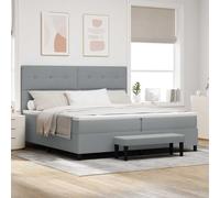 vidaXL Lit Box Spring avec Matelas & Banc Gris Clair 200x200 cm Tissu