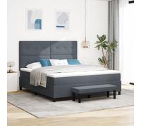 vidaXL Lit Box Spring avec Matelas & Banc Gris Foncé 180x200 cm Velours