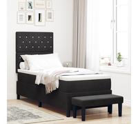 Vidaxl Lit Box Spring Avec Matelas & Banc Noir 80x200 Cm Velours