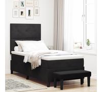Vidaxl Lit Box Spring Avec Matelas & Banc Noir 80x200 Cm Velours