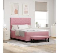 Vidaxl Lit Box Spring Avec Matelas & Banc Rose 160x200 Cm Velours Rose