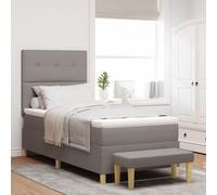 vidaXL Lit Box Spring avec Matelas & Banc Taupe 80x200 cm Tissu