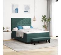 vidaXL Lit box spring avec matelas & banc vert foncé 140x200 cm velours Vert