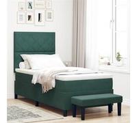 vidaXL Lit Box Spring avec Matelas & Banc Vert Foncé 90x190 cm en Velours 3344549