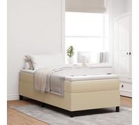 vidaXL Lit Box Spring avec Matelas Beige, Blanc Tissu en Velours Côtelé