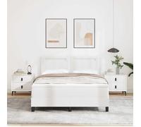 vidaXL Lit box spring avec matelas blanc 160 x 200 cm en simili cuir, tête de lit réglable, style moderne, tissu doux, 3339057
