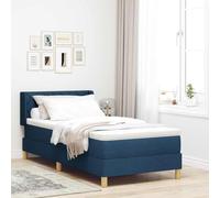 vidaXL Lit Box Spring avec Matelas Bleu 100x200 cm Tissu