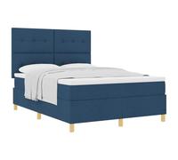 vidaXL Lit à ressort avec matelas en tissu bleu 140x190 cm