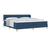 vidaXL Lit Box Spring avec Matelas Bleu 200x200 cm en Tissu
