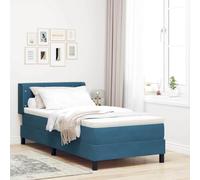 vidaXL Lit Box Spring avec Matelas Bleu Foncé 100x200 cm Velours