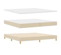 vidaXL Lit Box Spring avec Matelas crème, 200 x 200 cm. Tête de lit Ajustable, Housse Amovible, Design Moderne, Cadre en Mousse Haute densité. Parfait pour Un Sommeil Confortable.