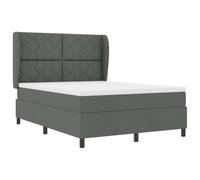 vidaXL Lit Box Spring avec Matelas en Gris Foncé, 140x200 cm en Tissu