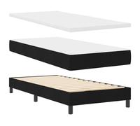 vidaXL Lit Box Spring avec Matelas en Tissu Noir et Mousse 90 x 200 cm. Cadre Moderne, Soutien Multi Zone, tête de lit Murale en Bois d'ingénierie, Jambes en Bois. Design élégant et Minimaliste, Parf