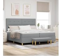 Vidaxl Lit Box Spring Avec Matelas Et Banquette Gris Clair 200x200 Cm Tissu