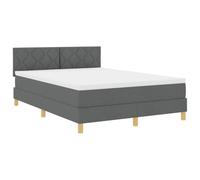 vidaXL Lit Box Spring avec Matelas et LED Gris foncé 160x200 cm Tissu Design géométrique Moderne pour Chambre d'adulte Superficie Respirante Cadre en Bois Robuste Meuble Surmatelas rembourré