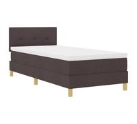 vidaXL Lit Box Spring avec Matelas Et LED Marron Foncé 100X200 cm Tissu Design Moderne pour Chambre D'adulte Tissu en Polyester Cadre en Bois Solide Mobilier Surmatelas en Mousse Capitonné