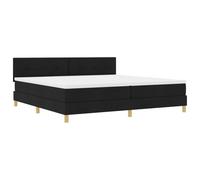 vidaXL Lit Box Spring avec Matelas et LED Noir 200x200 cm Tissu Design Moderne pour Chambre d'adulte Polyester Respirant Cadre en Bois Solide Adultes mobilier Minimaliste déco carré King Size