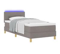 Vidaxl Lit Box Spring Avec Matelas Et Led Taupe 90x200 Cm Tissu