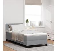 vidaXL Lit box spring avec matelas et lumière LED gris clair 100x200 cm en tissu 3342184 G