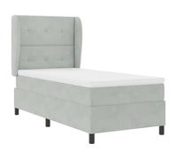 vidaXL Lit Box Spring avec Matelas Gris Clair 100x200 cm en Velours