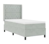 vidaXL Lit Box Spring avec Matelas Gris Clair 100x200 cm Velours