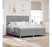 Vidaxl Lit Box Spring Avec Matelas Gris Clair Super King Tissu