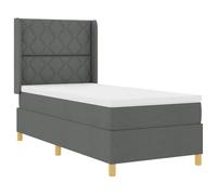 vidaXL Lit Box Spring avec Matelas Gris Foncé 100x200 cm Tissu