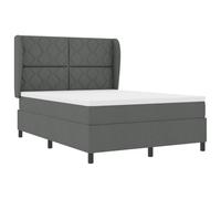 vidaXL Lit Box Spring avec Matelas Gris Foncé 160x200 cm Tissu