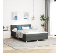 Vidaxl Lit Box Spring Avec Matelas Gris Foncé 160x200 Cm Tissu, Vidaxl Tête De Lit Design Diamant Bloc Gris Foncé 160 Cm Tissu