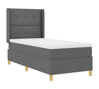 vidaXL Lit Box Spring avec Matelas Gris foncé 90x200 cm en Tissu