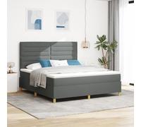 vidaXL Lit box spring avec matelas gris foncé super king tissu