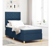 Vidaxl Lit Box Spring Avec Matelas & Led Bleu 90x200 Cm Tissu Bleu
