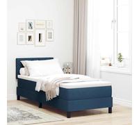vidaXL Lit Box Spring avec Matelas & LED Bleu en Tissu 80x200 cm Design Contemporain Solution de Sommeil Confortable pour la Chambre Bleu Marine Simple 1 Personne stylée Moderne