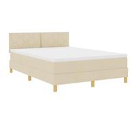vidaXL Lit Box Spring avec Matelas & LED Crème 140X200 cm Tissu Design Moderne pour Chambre d'Adulte Toucher Doux et Cadre en Bois Solide Protection Surmatelas en Mousse