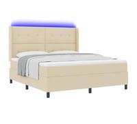 vidaXL Lit Box Spring avec Matelas & LED Crème 180x200 cm Tissu