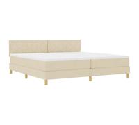 vidaXL Lit Box Spring avec Matelas & LED Crème 200x200 cm Tissu
