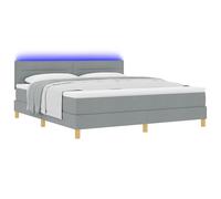 Vidaxl Lit Box Spring Avec Matelas & Led Gris Clair 180x200 Cm Tissu